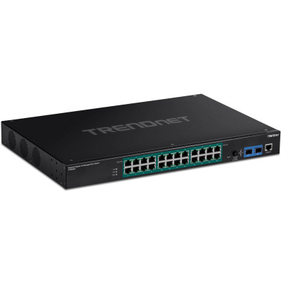 TRENDnet TI-RP262i 26-Port Gigabit Managed Ethernet Switch, 24 Gigabit PoE+ & 2 Gigabit SFP ports, 52 Gbps switching capacity, Rackmount